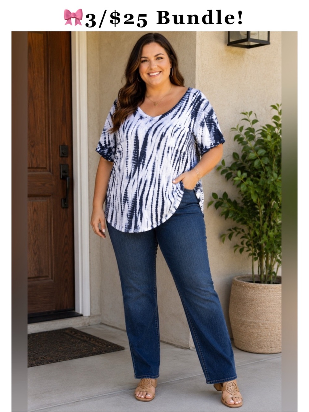 Torrid Navy Blue Tie Dye Size 2X Short Sleeve V-Neck Classic Fit Tee Relaxed Fit